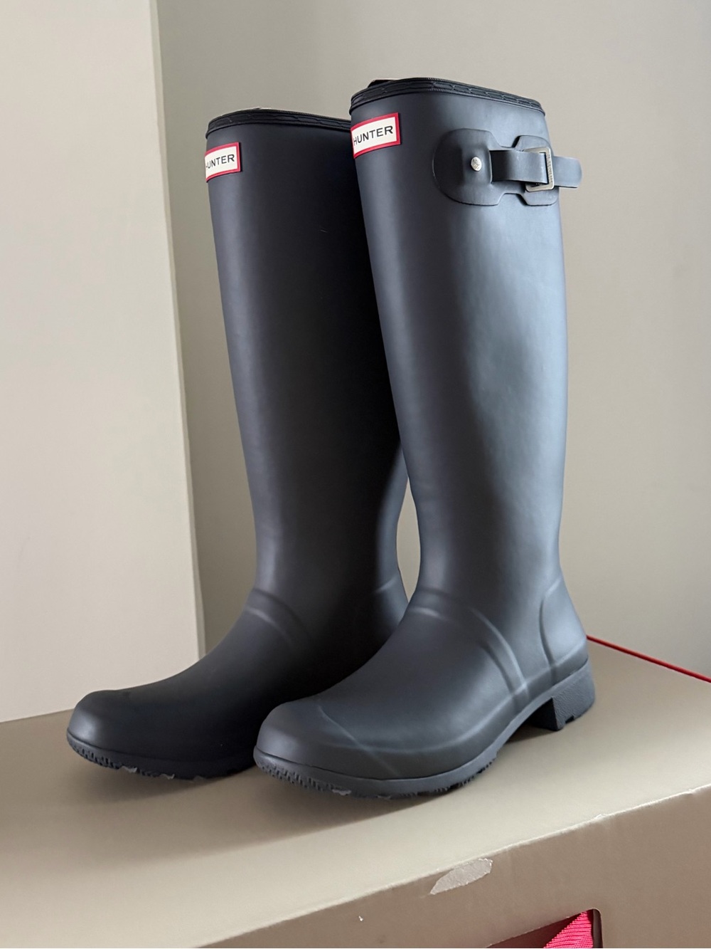 Hunter Matte Original Tour Knee-High Rain Boots with Side Buckle